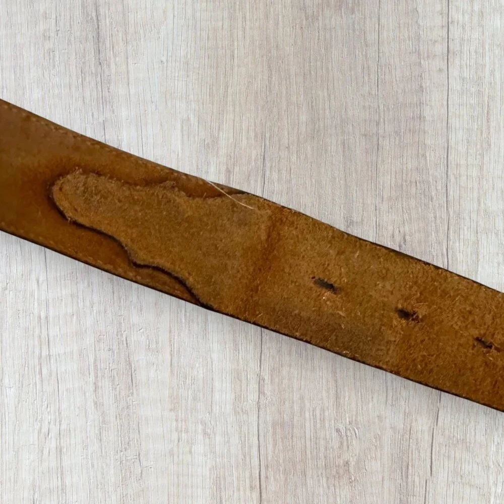 Vintage Resistol RI20130GN Bull Calf Leather Belt Solid Brass Buckle Brown 38